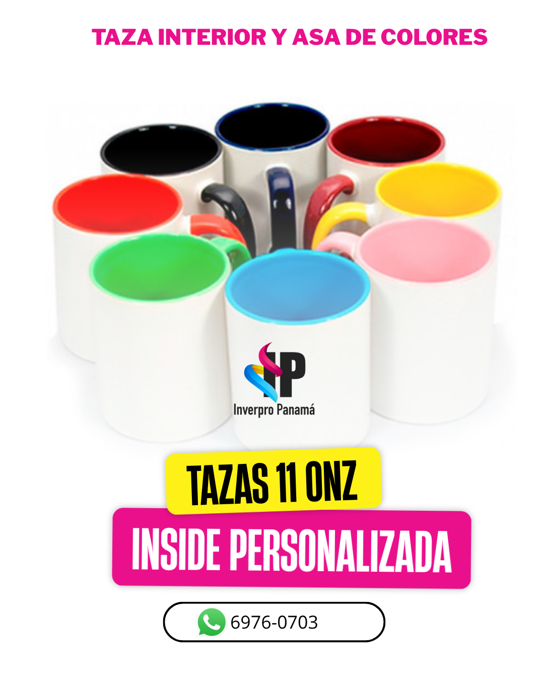 TAZA INTERIOR Y ASA DE COLORES 11 OZ PERSONALIZADA