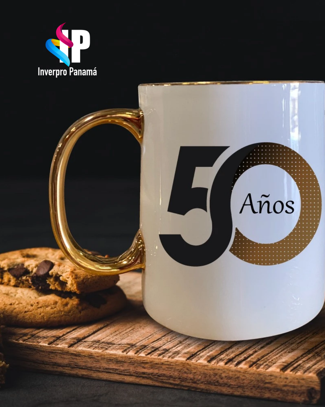 TAZA SUBLIMABLE PORCELANA 11OZ BORDE Y ASA DORADO