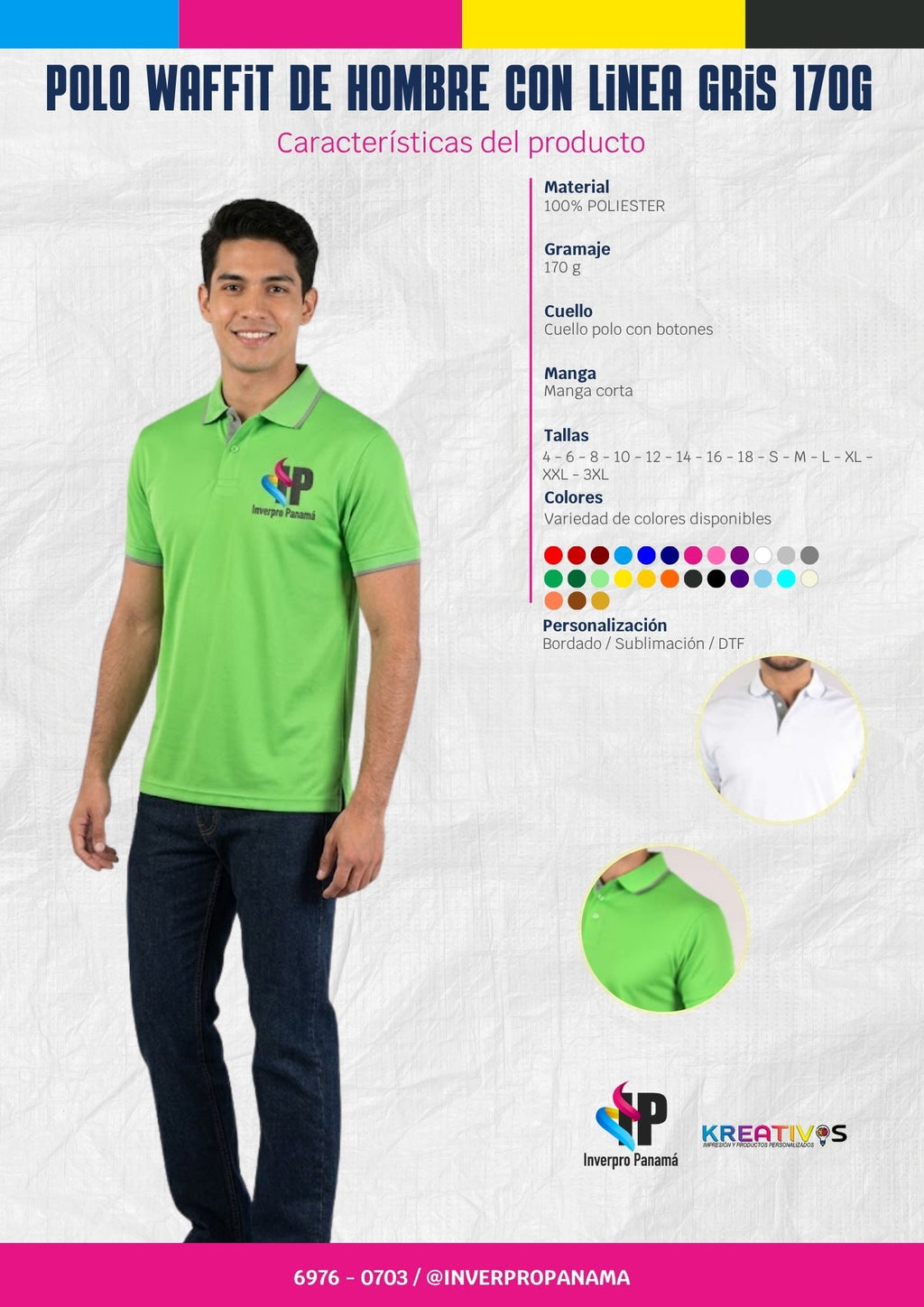POLO WAFIT CON LINEA EN CUELLO Y MANGA