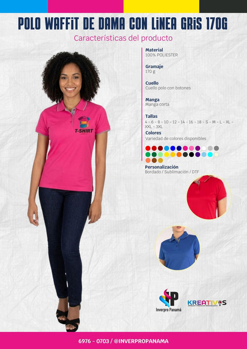 POLO WAFIT CON LINEA EN CUELLO Y MANGA